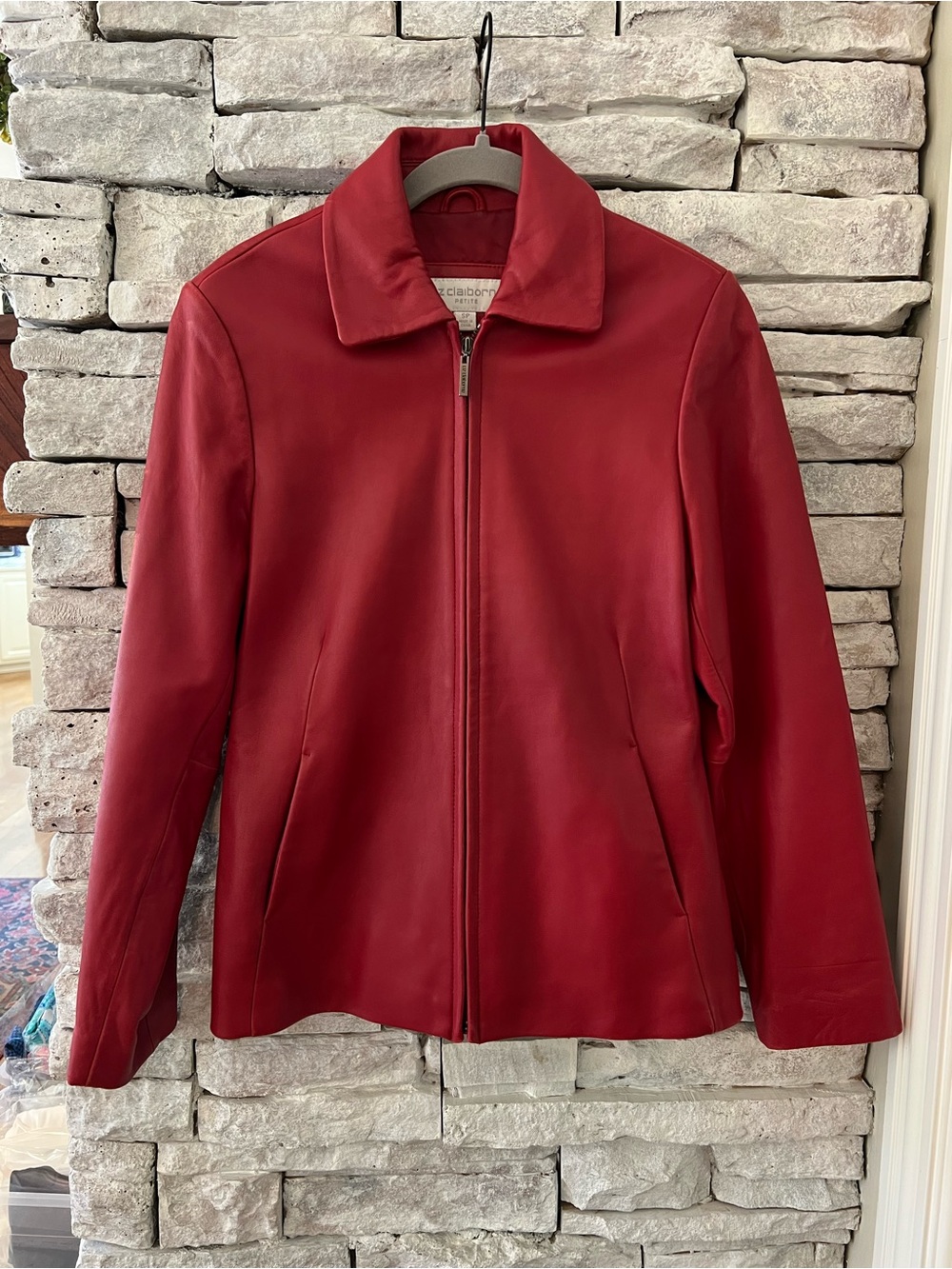 Liz Claiborne Red Leather Jacket Womens Small Petite - Picture 4 of 11